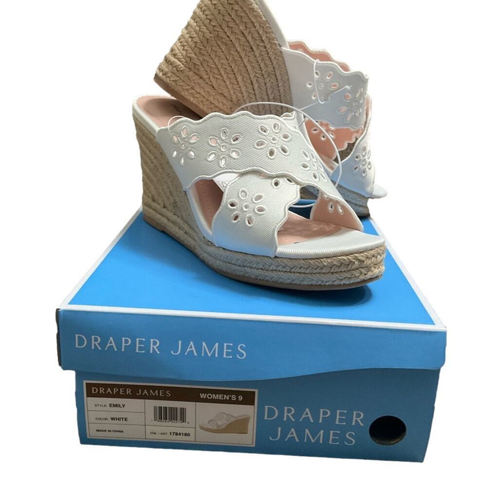 Draper James Women's Sandal White Eyelet Fabric Wedge Heel Size 9 NEW NIB - Picture 5 of 12